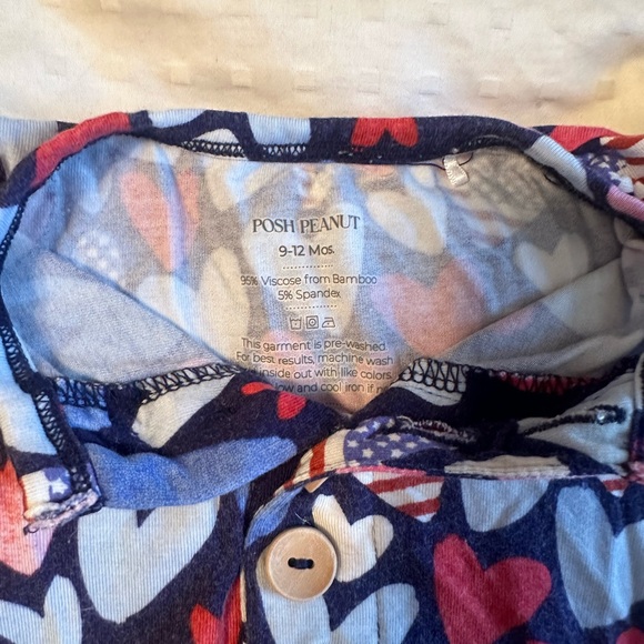 Posh Peanut patriotic Henley sleeveless ruffle romper.  9-12 months. GUC - Picture 3 of 5